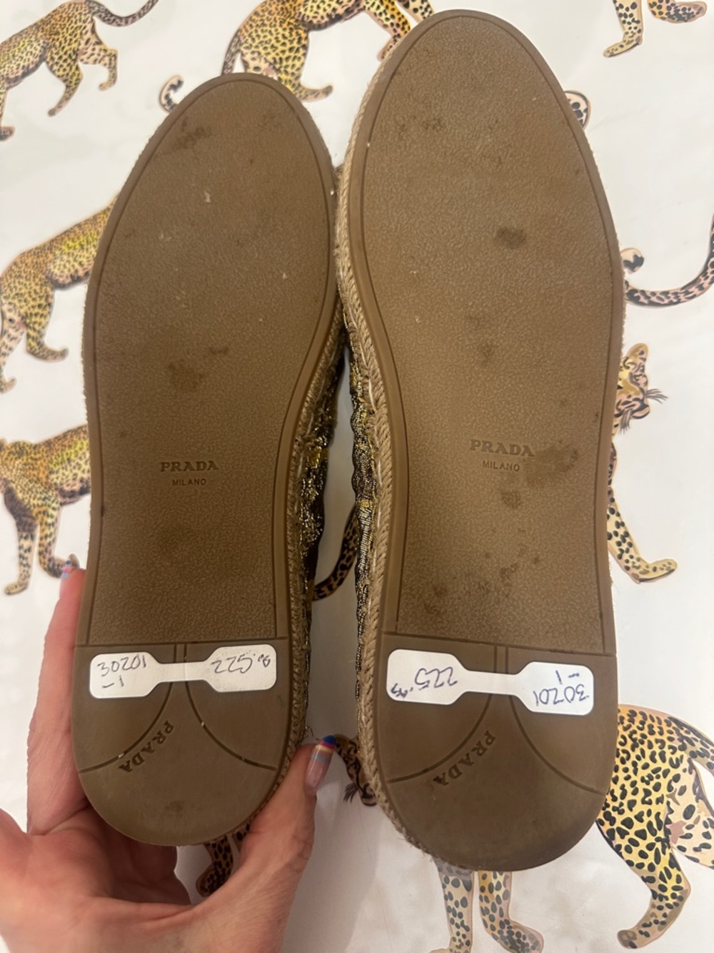 Prada Metallic Gold Floral Brocade Espadrilles - size 38 - Picture 3 of 6